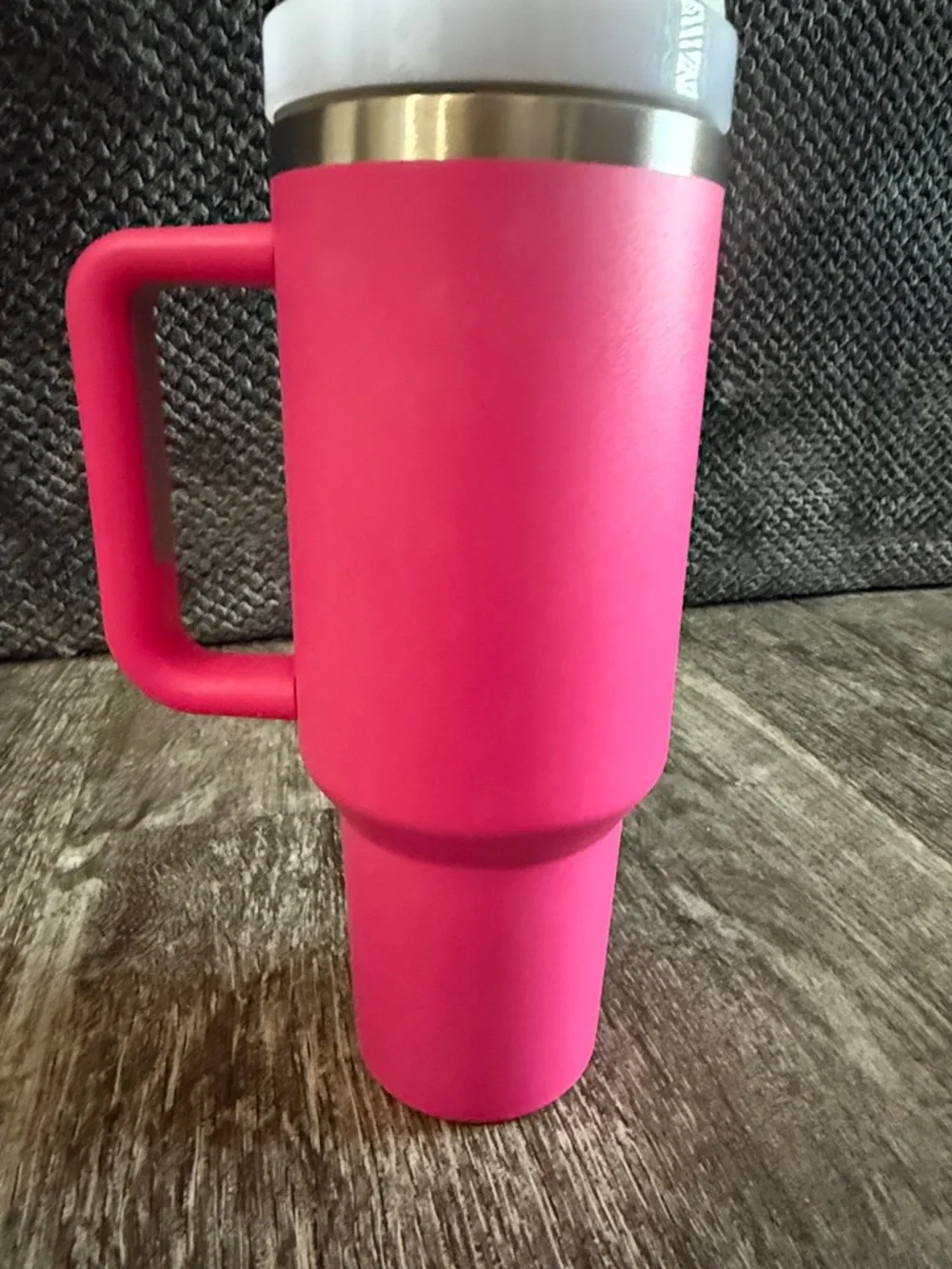 Stanley Hot Pink Travel Mug with Handle and Straw - Picture 3 of 3